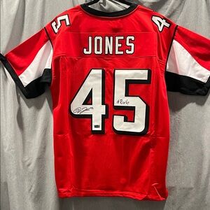 Deion Jones Autographed Atlanta Falcons jersey with Radtke COA & photograph